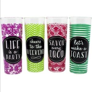 New in Box Novelty Tall Shooter Shot Glasses 2 oz Set of 4- Girl’s Night Out